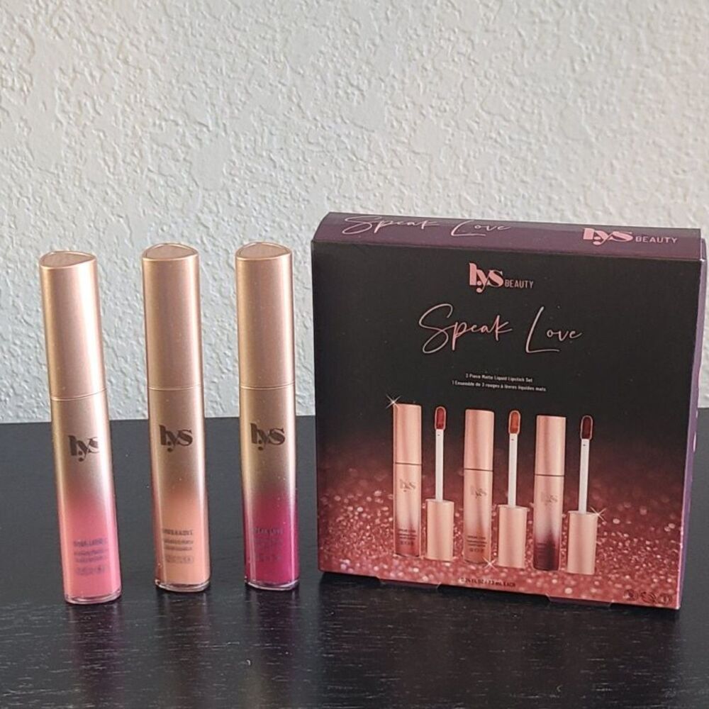 LYS Beauty Speak Love Matte Liquid Lipstick Trio Nude Lip Color Set New